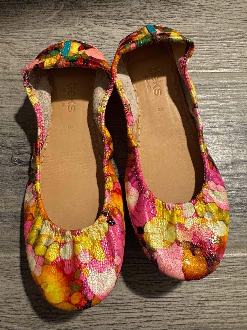 Tieks Aquarella Floral Ballet Flats in Pink, Yellow & Orange - Picture 8 of 14